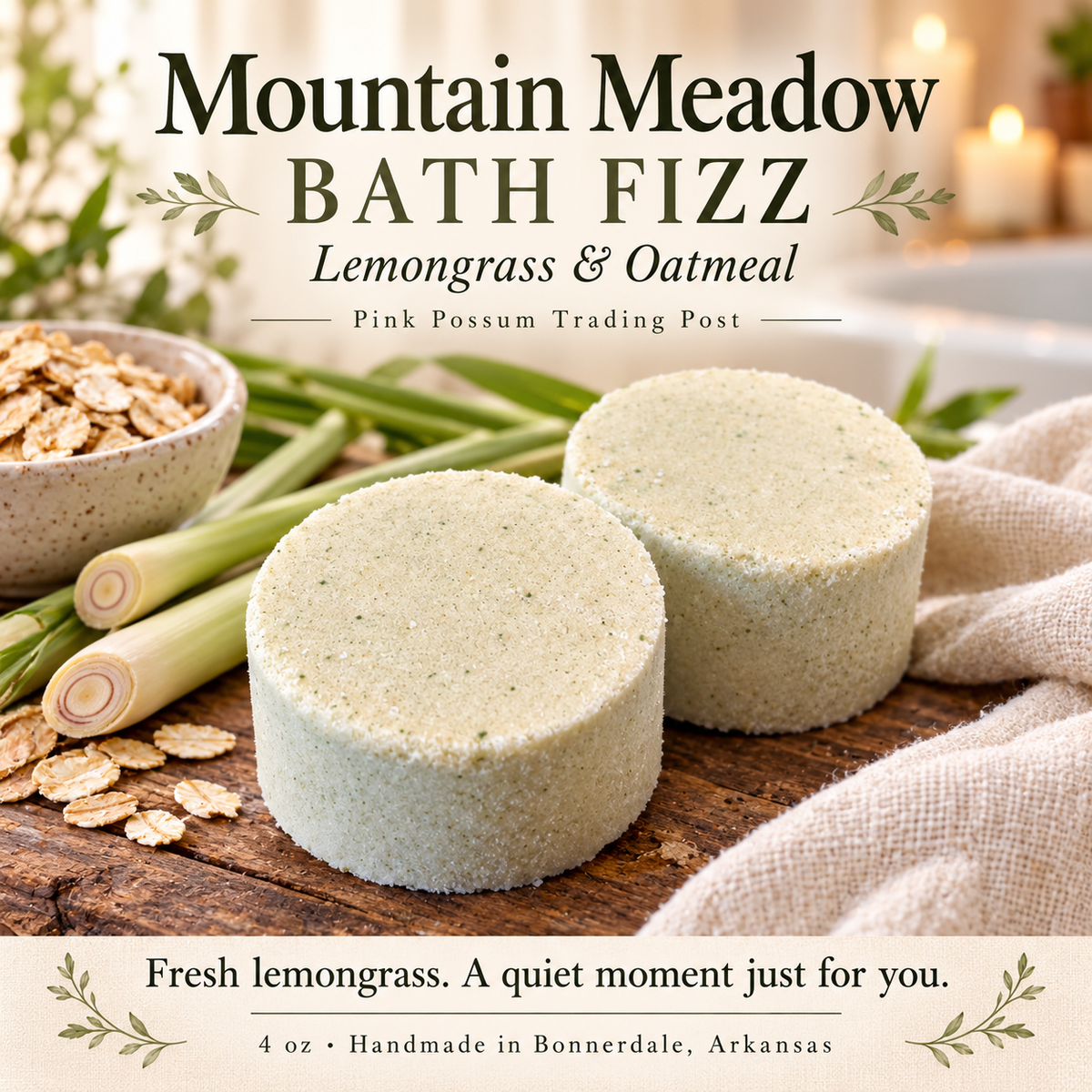 Mountain Meadow Bath Fizz — 4 oz styled product photograph