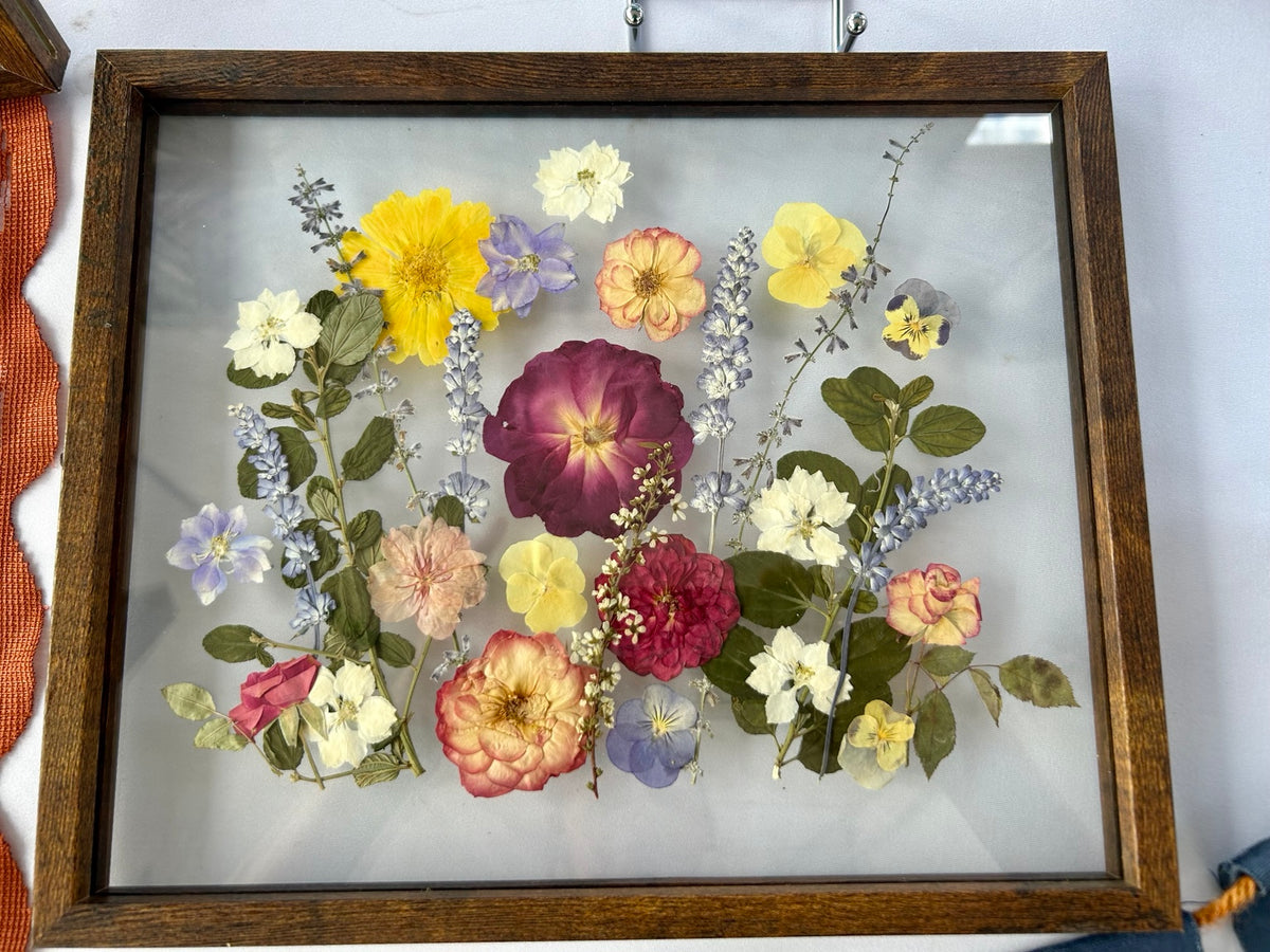Colorful Flower Garden — 8×10 Pressed Flower Art